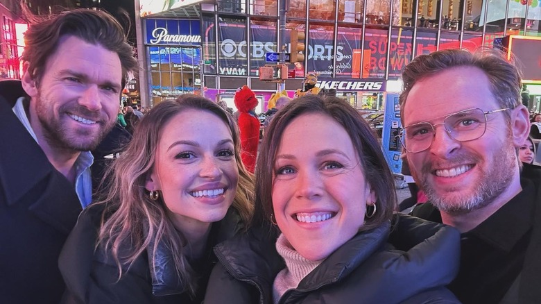 Kevin McGarry, Kayla Wallace, Erin Krakow, and Ben Rosenbaum smiling selfie