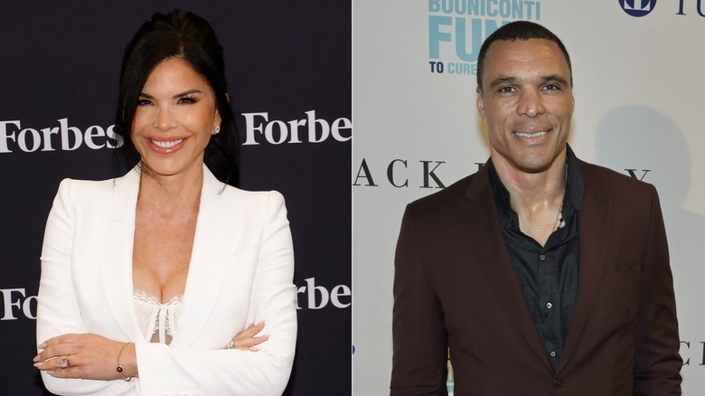 Split image of Lauren Sanchez and Tony Gonzalez side by side