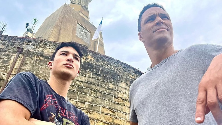 Tony Gonzalez with his son Nikko