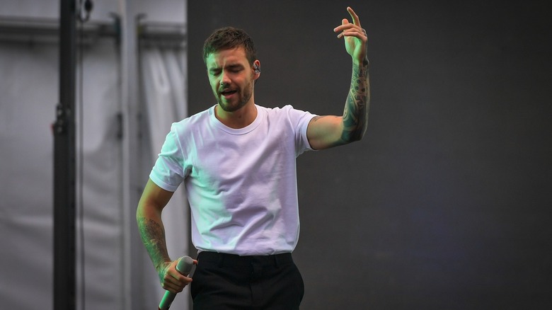 Liam Payne singing on stage