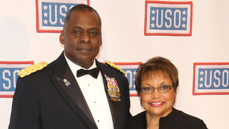 Lloyd Austin posing for a photo with wife Charlene Austin