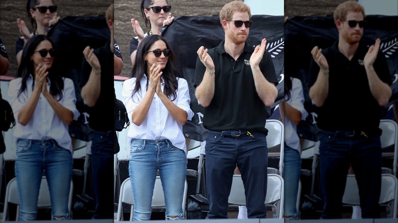 Meghan Markle and Prince Harry applauding