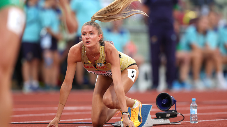 Alica Schmidt's hair flying on the racetrack