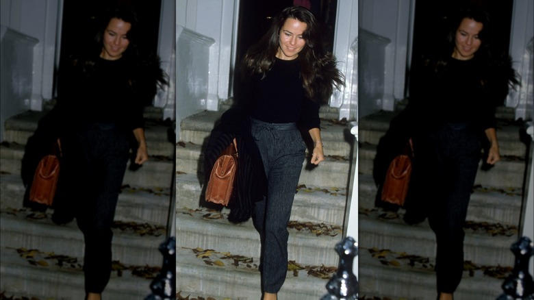 Koo Stark leaving her apartment