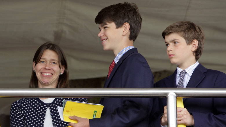 Lady Sarah Chatto with her two sons under marquee