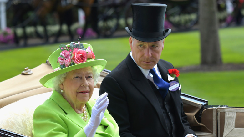 David Linley and Queen in carriage