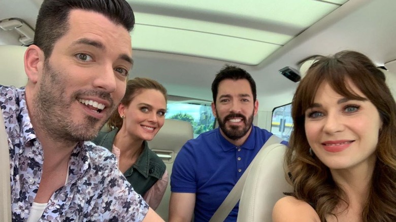 Zooey Deschanel, Emily Deschanel, Drew Scott, and Jonathan Scott