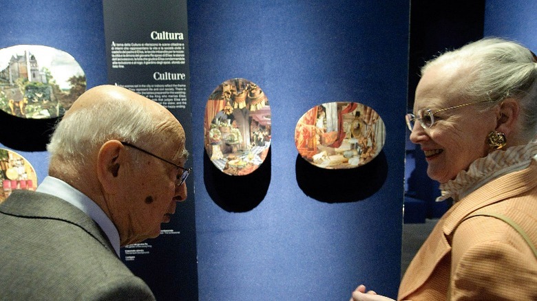 Queen Margrethe at museum exhibit