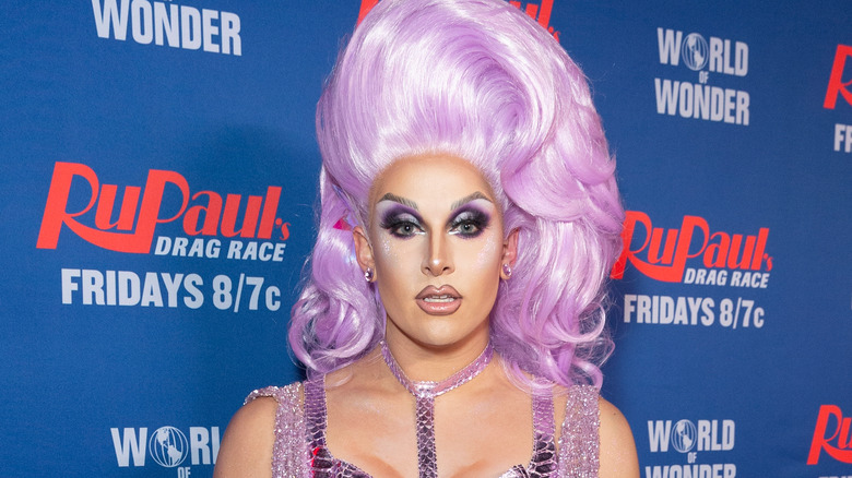 Jan in all purple for "Drag Race" promo