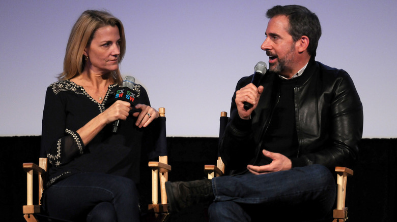 Steve and Nancy Carell talking at an event