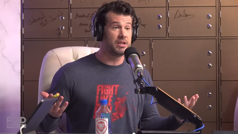 Steven Crowder talking at a podcast show