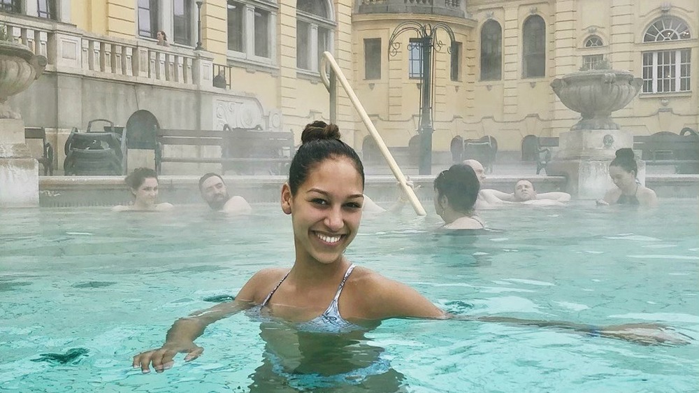 Serena Pitt at a bath house in Budapest