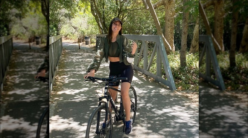 Victoria Larson riding a bike