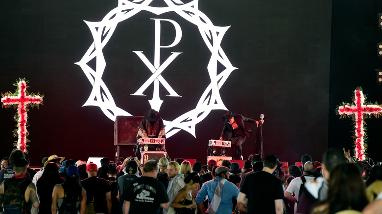 Prayers performing at Coachella in 2016 with flower crosses