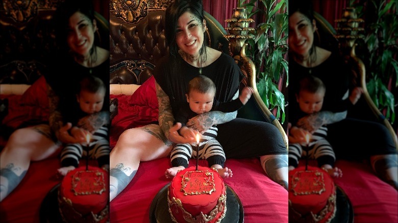 Kat Von D with her son