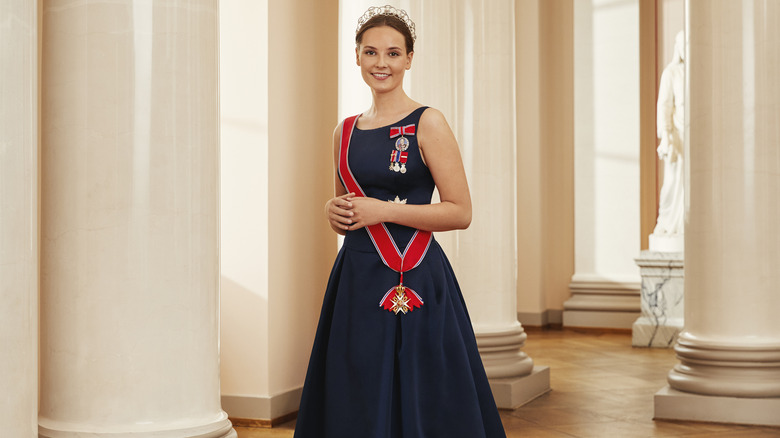 Princess Ingrid smiling in gown and tiara