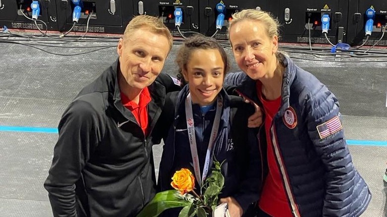 Hezly Rivera with Valeri and Anna Liukin