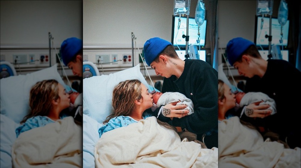 Jack Avery with daughter Lavender at birth