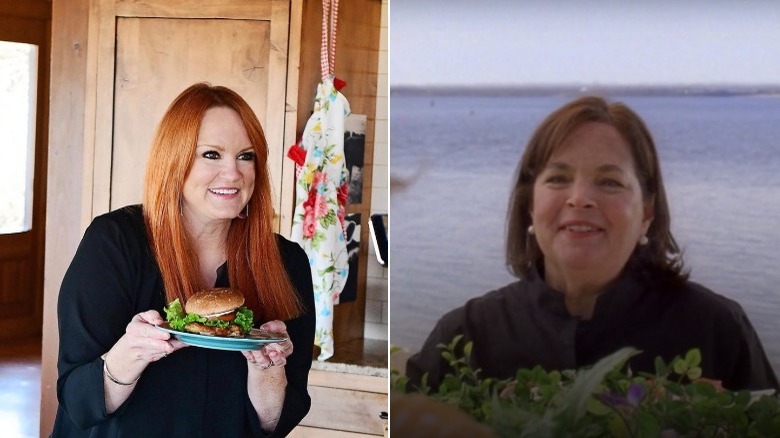 Ree Drummond holding burger, Ina Garten on 30 Rock