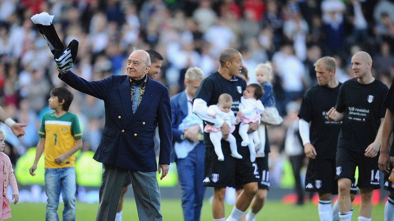 Mohamed Al-Fayed on the field with Fulham F.C.