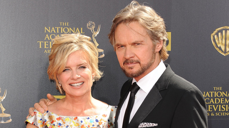 DOOL stars Mary Beth Evans and Stephen Nichols pose for a photo. 