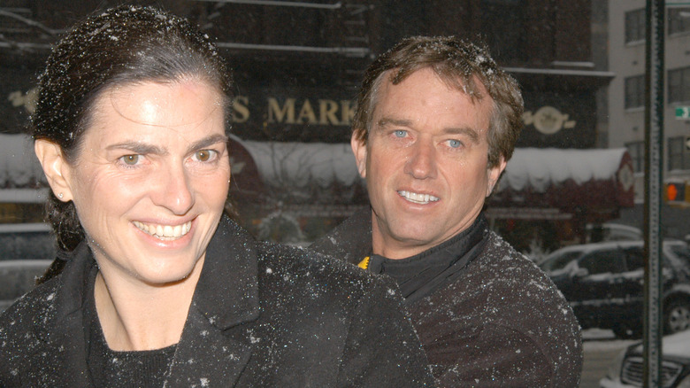 Closeup of Mary Richardson and RFK Jr. smiling in the snow