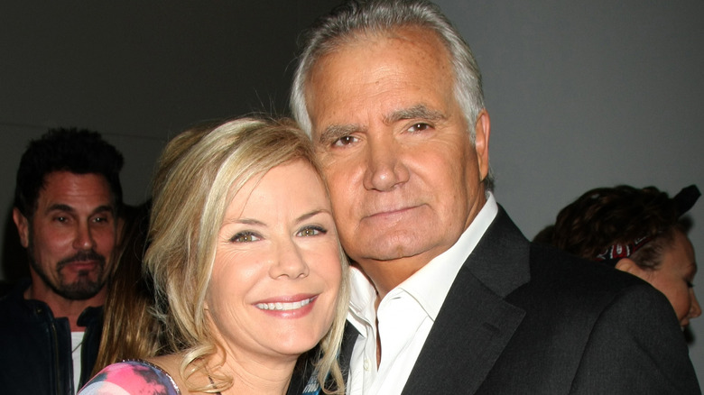 John McCook and Katherine Kelly Lang posing