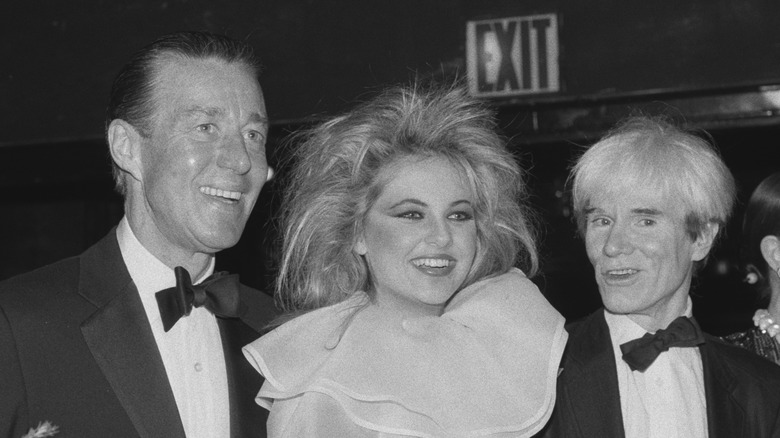 Halston at Studio 54 with Cornelia Guest and Andy Warhol