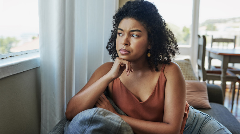 A woman looking lonely