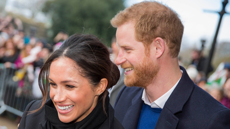 Meghan Markle and Prince Harry greet fans