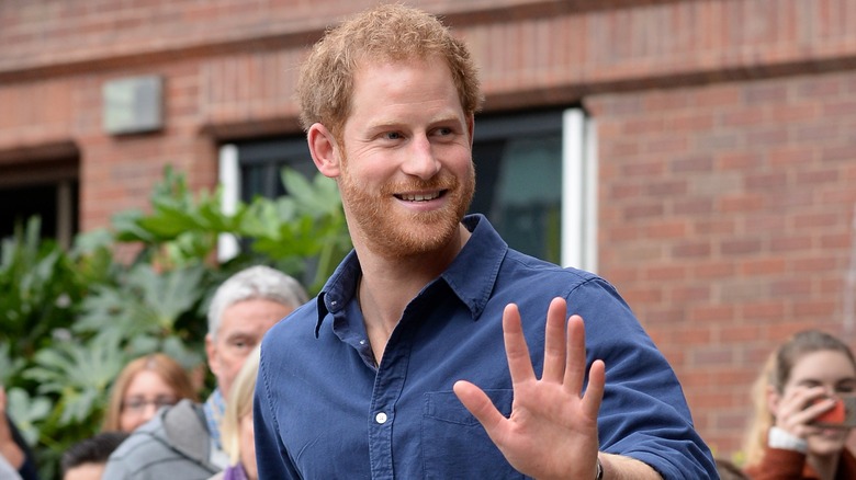 Prince Harry waves to fans