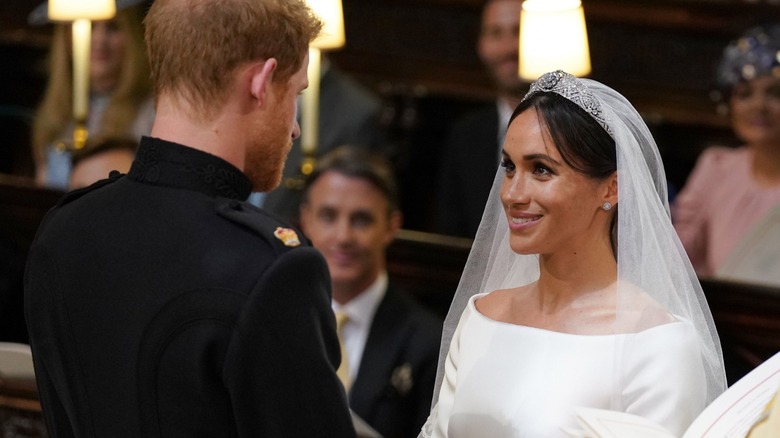 Meghan Markle smiling at wedding