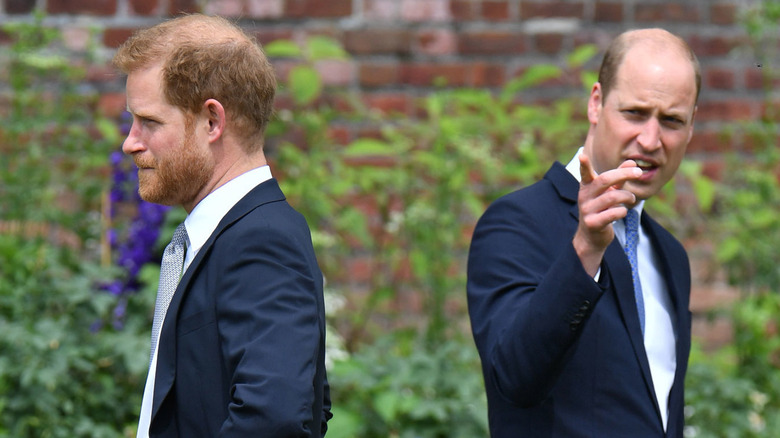 Prince Harry standing with his back to Prince William