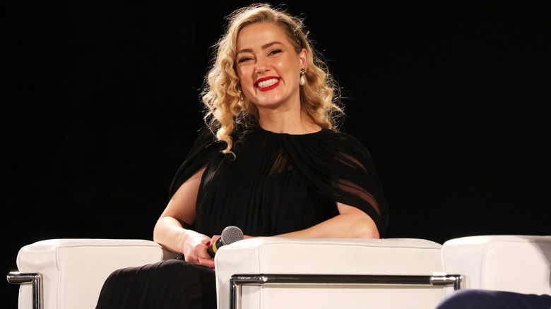 Amber Heard speaking at the 2023 Taormina Film Festival