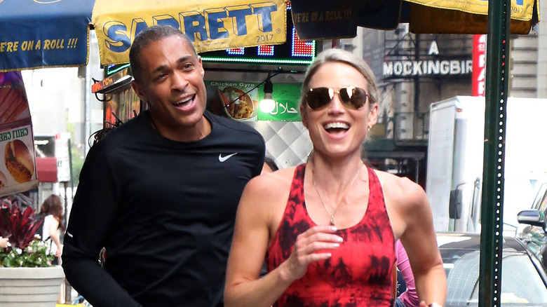 T.J. Holmes and Amy Robach running together