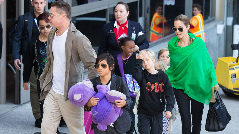 Brad Pitt and Angelina Jolie with kids in 2014