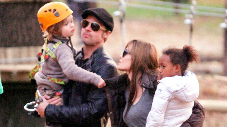 Brad Pitt and Angelina Jolie in 2010 with their children