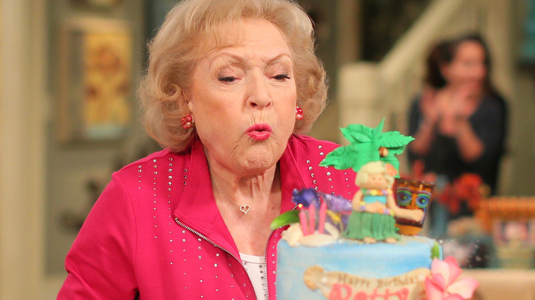 Betty White with birthday cake