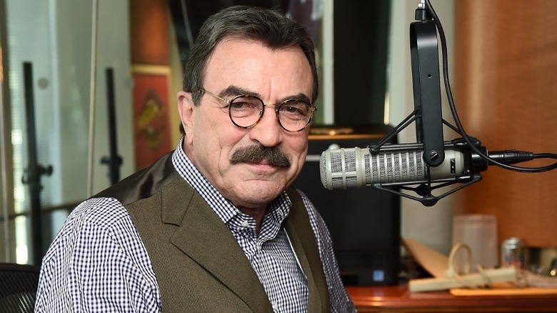 Tom Selleck during a recording job