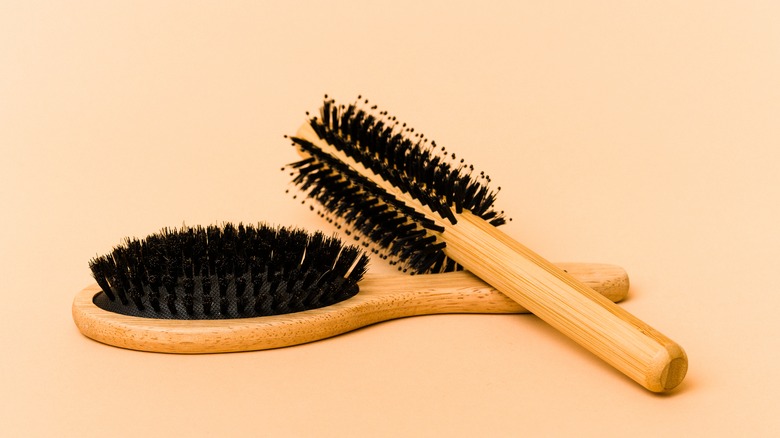 Two boar bristle brushes
