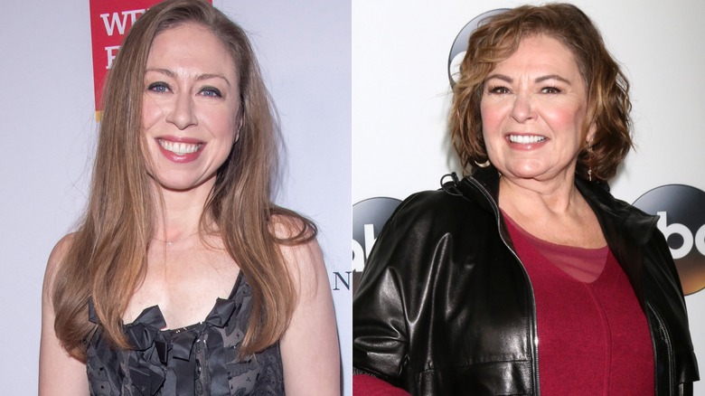 Left: Chelsea Clinton, Right: Roseanne Barr