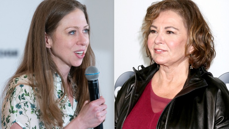 Left: Chelsea Clinton, Right: Roseanne Barr