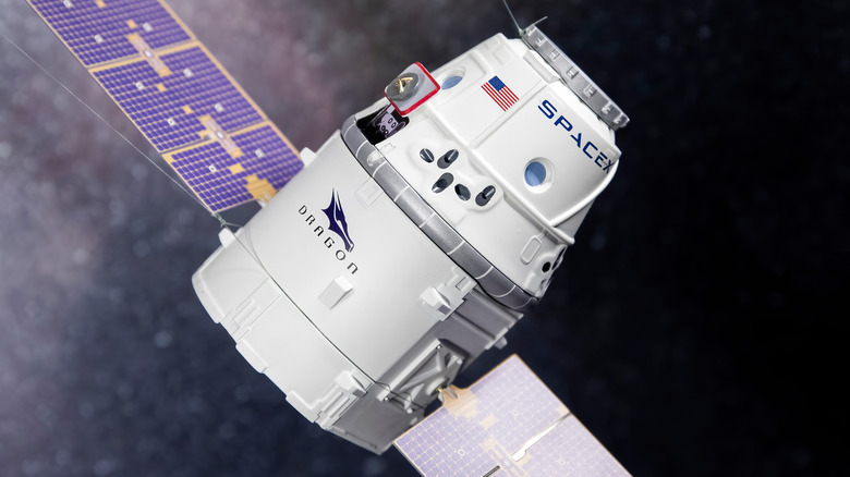 The SpaceX Dragon spacecraft in outer space