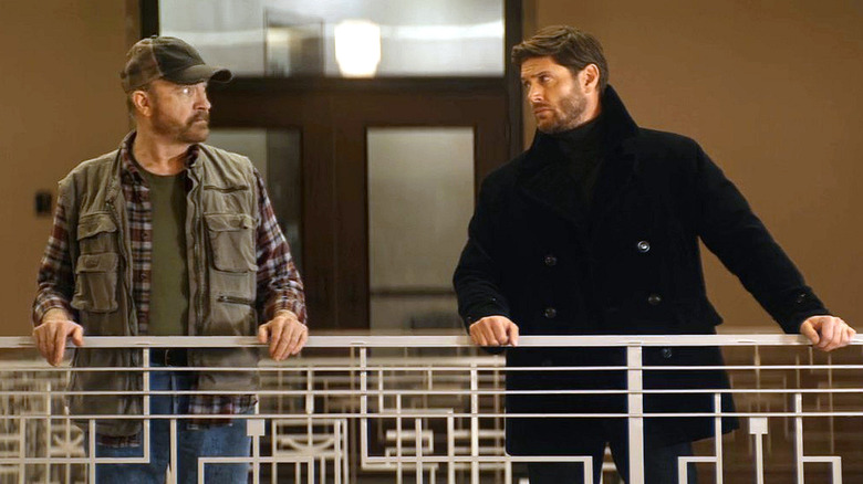 The Winchesters' Bobby and Dean looking serious