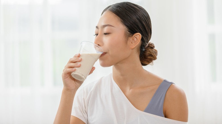 Woman drinking milk