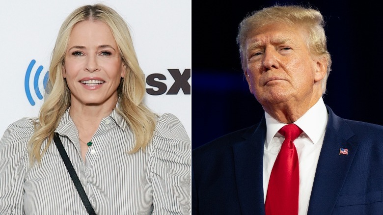 Chelsea Handler and Donald Trump posing at events