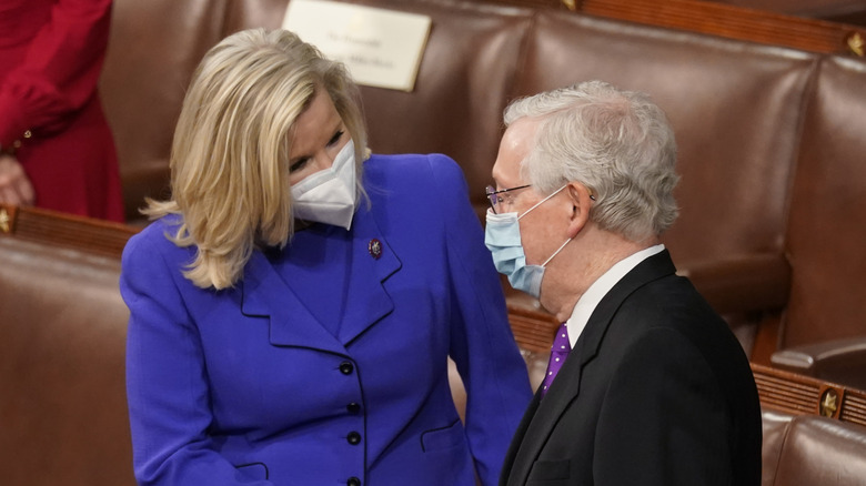 Liz Cheney and Mitch McConnell speaking 