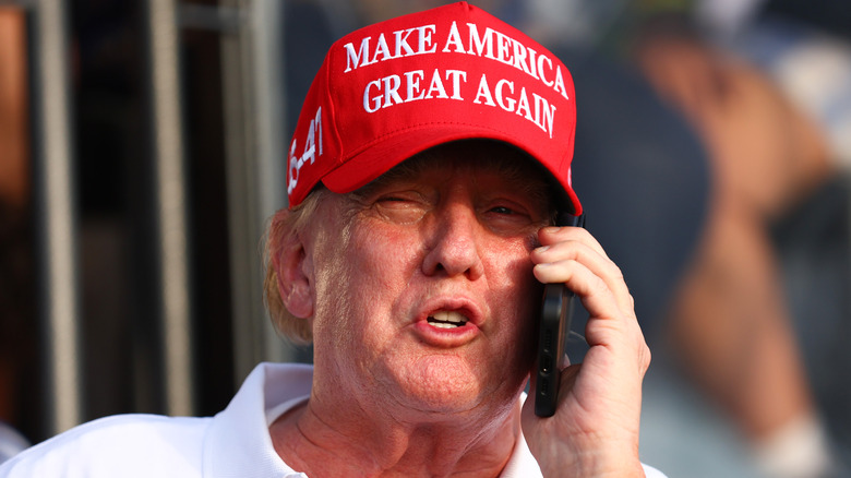 Donald Trump making a call