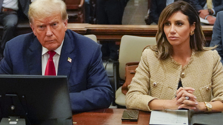 Donald Trump and Alina Habba sit side by side in court