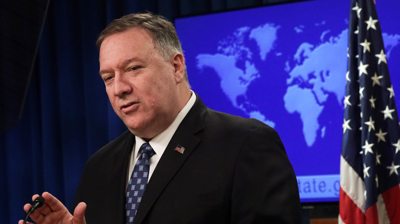 Mike Pompeo speaks to the press about peace talks in Afghanistan